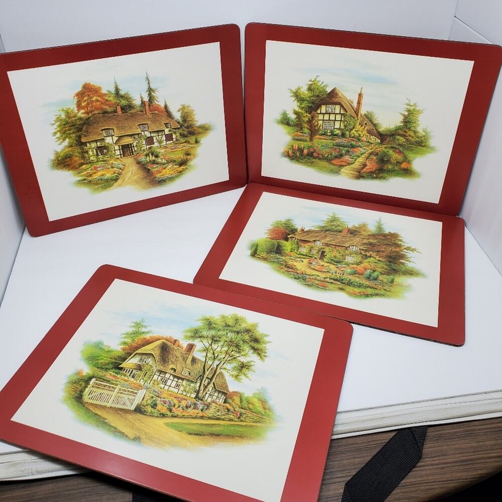 Pimpernel English Cottage Cark back Hard Placemats Set of 4 Great condition